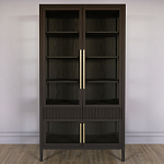 Витрина Primo со стеклянными фасадами и 2 ящиками Темный орех варинант исполнения - 1 | Loft Concept в Казани