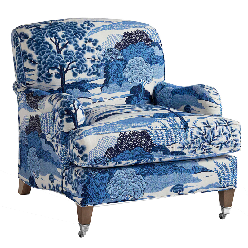 Кресло Trumann Club Chair Blue Landscape синий пейзаж Синий Белый в Казани | Loft Concept 