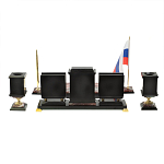 Настольный письменный набор из креноида и змеевика на бронзовых ножках Marble Accessory варинант исполнения - 4 | Loft Concept в Казани