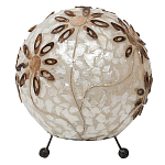 Настольная лампа из перламутра на металлическом каркасе Indonesian Ball варинант исполнения - 3 | Loft Concept в Казани