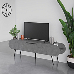 ТВ-тумба серая с 2-мя откидными дверцами и 2-мя открытыми полками CAPSULE TV STAND RETRO GREY варинант исполнения - 3 | Loft Concept в Казани