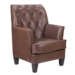 Кресло из натуральной кожи c мягкими подлокотниками на 4-х деревянных ножках из массива бука Joseph Armchair brown варинант исполнения - 1 | Loft Concept в Казани