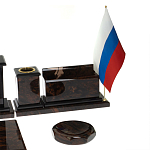 Настольный письменный набор с часами из природного камня обсидиана  Gift for Manager варинант исполнения - 5 | Loft Concept в Казани