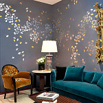 Обои ручная роспись Gingko Colourway SC-98 on Gun Metal dyed silk варинант исполнения - 1 | Loft Concept в Казани