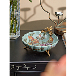 Блюдо из голубого фарфора с бронзовой птичкой Blue Garden варинант исполнения - 4 | Loft Concept в Казани