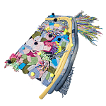 Ковер разноцветный из джинсовой одежды и армейских палаток Upcycling варинант исполнения - 1 | Loft Concept в Казани