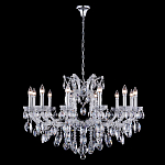 Люстра подвесная с 12-ю лампочками и прозрачными хрустальными подвесками на хромированном основании Crystal lamps варинант исполнения - 2 | Loft Concept в Казани