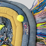 Ковер разноцветный из джинсовой одежды и армейских палаток Upcycling варинант исполнения - 4 | Loft Concept в Казани