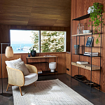 Металлический стеллаж с деревянными полками и ящиками Menzie Metal Wood Rack варинант исполнения - 5 | Loft Concept в Казани