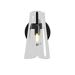 Бра конусообразной формы из прозрачного акрила и черной стали Glass Cylinder Black варинант исполнения - 2 | Loft Concept в Казани