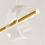 Люстра линейная золотистого цвета с двумя прозрачными волнистыми элементами Wave Line варинант исполнения - 11 | Loft Concept в Казани