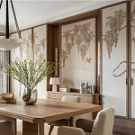 Обои с вышивкой ручной работы Deco Wisteria ﻿Midas colourway on Liso Pearl wool sateen варинант исполнения - 2 | Loft Concept в Казани