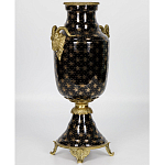 Ваза черного цвета из фарфора с золотистым узором и бронзовыми элементами Eden Garden porcelain and bronze варинант исполнения - 1 | Loft Concept в Казани