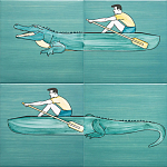 Плитка с узором Крокодил байдарочник варинант исполнения - 2 | Loft Concept в Казани