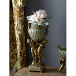 Ваза голубого цвета из фарфора с золотым растительным орнаментом и бронзовыми фигурками женщин Eden Garden porcelain and bronze варинант исполнения - 7 | Loft Concept в Казани