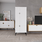 Комод белый с 4-мя дверцами на металлических ножках SPARK MULTIPURPOSE CABINET WHITE варинант исполнения - 11 | Loft Concept в Казани
