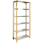 Стеллаж золото с прозрачными стеклянными полками Safekeeping варинант исполнения - 1 | Loft Concept в Казани