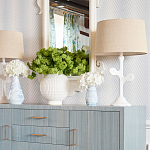 Настольная лампа с белым каркасом и тканевым абажуром Natural Stems варинант исполнения - 3 | Loft Concept в Казани