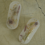 Подставка под благовония из эпоксидной смолы с цветами белая Epoxy Resin Flowers Incense Oval Stand White варинант исполнения - 2 | Loft Concept в Казани