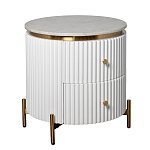 Тумбочка белая круглая с мраморной столешницей Thoroughbass варинант исполнения - 4 | Loft Concept в Казани