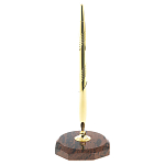 Ручка шариковая металлическая на восьмиугольной подставке из натурального камня Обсидиан Metal Stone Pens варинант исполнения - 1 | Loft Concept в Казани