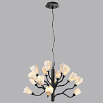 Люстра подвесная черного цвета с ветвями и белыми фарфоровыми цветами Floralis варинант исполнения - 5 | Loft Concept в Казани