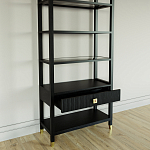 Стеллаж Elsa Dreams Black со стеклянными полками и ящиком варинант исполнения - 3 | Loft Concept в Казани