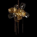 Люстра подвесная со стеклянными плафонами из дымчатого и золотистого с шестью вертикальными подвесками Gilded Mirage  варинант исполнения - 8 | Loft Concept в Казани