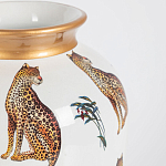 Ваза белая овальная с рисунком леопардов и золотыми акцентами LEOPARD Collection варинант исполнения - 1 | Loft Concept в Казани