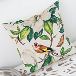 Декоративная подушка бежевая с изображением птица в саду Blooming Birds варинант исполнения - 3 | Loft Concept в Казани