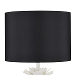 Настольная лампа с декором в виде белого цветка магнолии на каркасе и черным абажуром White Magnolia варинант исполнения - 2 | Loft Concept в Казани