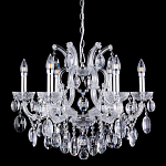 Люстра подвесная с 6-ю лампочками и прозрачными хрустальными подвесками на хромированном основании Crystal lamps варинант исполнения - 1 | Loft Concept в Казани