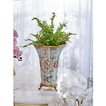 Ваза голубого цвета из фарфора с цветочным рисунком и бронзовой стрекозой Blue Garden варинант исполнения - 5 | Loft Concept в Казани