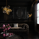 Люстра подвесная со стеклянными плафонами из дымчатого и золотистого с тремя вертикальными подвесками Gilded Mirage  варинант исполнения - 8 | Loft Concept в Казани