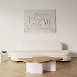 Дизайнерский журнальный стол с фигурной столешницей на белом основании Holarisex варинант исполнения - 2 | Loft Concept в Казани