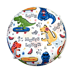 Пуф детский круглый с принтом на 4-х белых ножках Dinosaurs CHILDHOOD варинант исполнения - 2 | Loft Concept в Казани