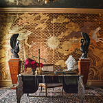 Обои ручная роспись в стиле Арт-деко Deco Dawn Bas Relief on Deep Rich Gold gilded paper варинант исполнения - 1 | Loft Concept в Казани