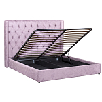 Кровать двуспальная фиолетовая с основанием из массива дерева с мягким изголовьем Velour Beds варинант исполнения - 2 | Loft Concept в Казани