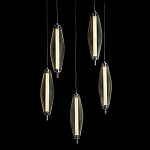 Люстра круглая каскадня с 5-ю плафонами из металлической сетки Mesh Lampshade Lighting варинант исполнения - 3 | Loft Concept в Казани