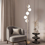 Торшер на золотом основании с 5-ю белыми шарообразными плафонами Bubble варинант исполнения - 4 | Loft Concept в Казани