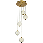 Каскадная люстра с 5-ю плафонами из акрила в виде шара Felice Chandelier Brass варинант исполнения - 1 | Loft Concept в Казани