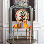 Стул бежевый в разноцветную полоску из натурального бука с изображением птиц и цветов Blooming Yellow Red Birds Colorful Stripes Chair варинант исполнения - 4 | Loft Concept в Казани