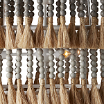 Люстра трехъярусная с декором из круглых деревянных бусин с кисточками Gray Brown Wooden Beads Chandelier варинант исполнения - 1 | Loft Concept в Казани