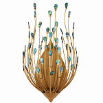 Бра настенное золотое с декором из бирюзовых элементов Peacock Tail варинант исполнения - 3 | Loft Concept в Казани