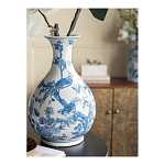 Ваза с мотивами цветущего сада с попугаями Blue Vase Inspired by Nature варинант исполнения - 6 | Loft Concept в Казани