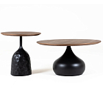 Столик журнальный с круглой деревянной столешницей на черном фактурном основании Bourgeon варинант исполнения - 3 | Loft Concept в Казани