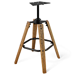 Барный стул со спинкой и металлической подставкой на 4-х деревянных ножках Зеленый Велюр Vendramin Chair варинант исполнения - 4 | Loft Concept в Казани