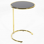 Приставной столик на золотистом основании с черной столешницей Noir варинант исполнения - 1 | Loft Concept в Казани