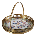 Блюдо фарфоровое с бронзовой ручкой Paradise Dish with Handle варинант исполнения - 1 | Loft Concept в Казани