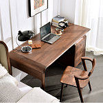 Стол рабочий округлой формы с 3-мя ящиками  Working Moonnut Table варинант исполнения - 6 | Loft Concept в Казани